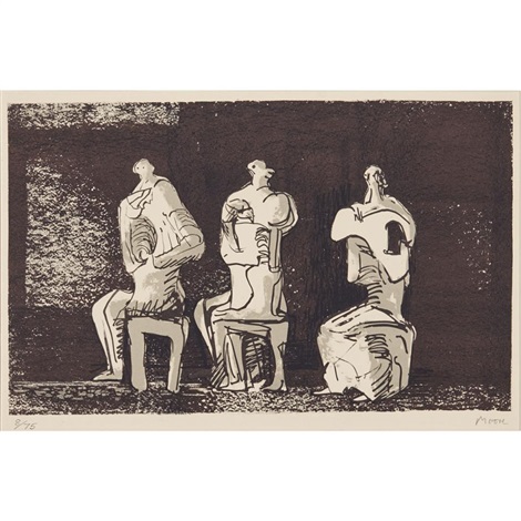 three seated figures