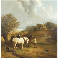 Sussex landscape with horses and ploughman, 1879 Sussex landscape with horses and ploughman, 1879
