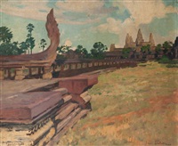 Vue du temple d'Angkor, 1928