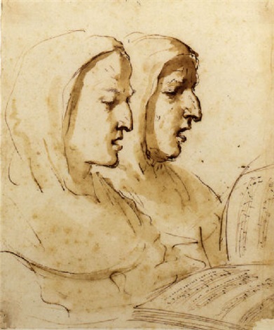 Caricature De Deux Moines Chantant Avec Une Partition By Guercino On Artnet