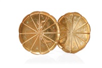a pair of copper 'lily pad' dishes, 1890 a pair of copper 'lily pad' dishes, 1890