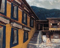 西藏风景 布面油画, 1998