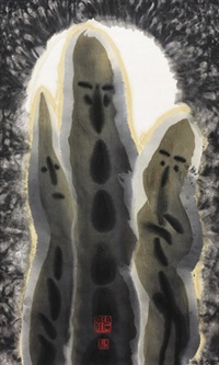 三人行（2002） 挂轴 设色纸本, 2002