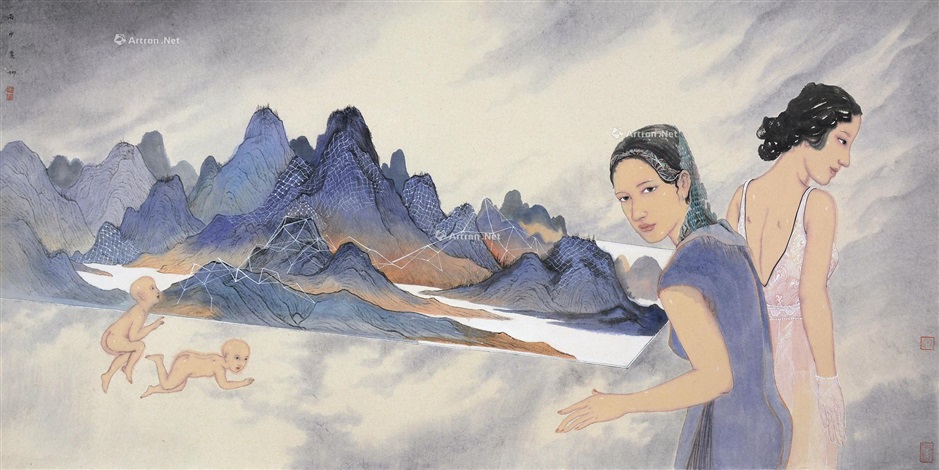 人物卡纸设色纸本by Zhao Lina On Artnet