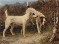 Two Smooth Fox Terriers in a Wood, 1894