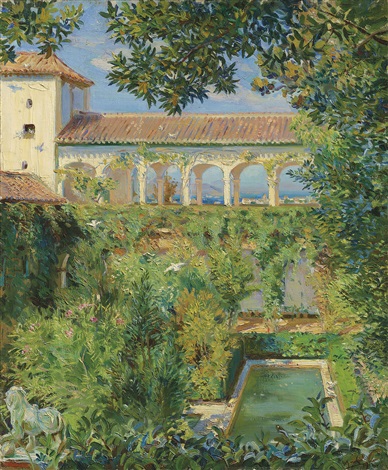 In The Gardens Of The Alhambra Granada By Wilfred Gabriel De