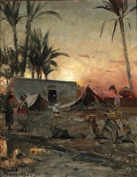 View from an Egyptian Beduin camp at sunset, 1893 View from an Egyptian Beduin camp at sunset, 1893