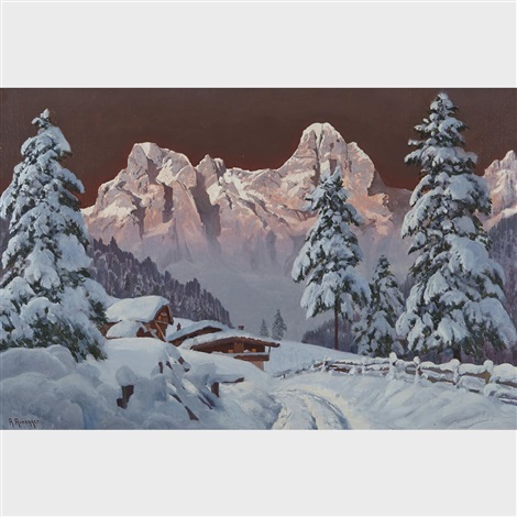 Snow Covered Alpine Cabins By Alois Arnegger On Artnet