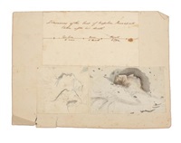 Napoleon on his deathbed with measurements of...