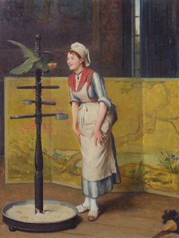 Femme au perroquet by Auguste Serrure on