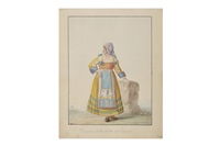 A pair of Italian traditional costume studies -... A pair of Italian traditional costume studies -...