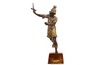 A 17TH CENTURY GILT BRONZE FIGURE OF SAINT MICHAEL A 17TH CENTURY GILT BRONZE FIGURE OF SAINT MICHAEL
