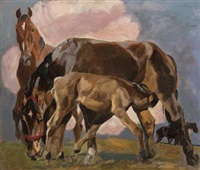 A Mare with a Foal