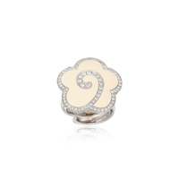 18ct white gold, diamond and enamel ring, La...