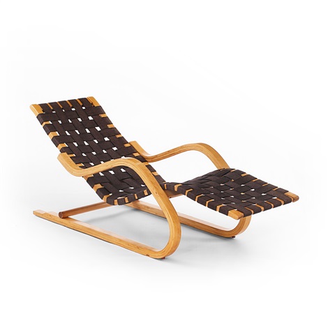 Alvar Aaltos Cantilevered Chaise Lounge 43 39 Model With Original Black Linen Webbing By Aalto On Artnet - Alvar Aalto Chaise Lounge Alvar Aaltos Cantilevered Chaise Lounge 43 39 Model With Original Black Linen Webbing By Aalto On Artnet - Alvar Aalto Chaise Lounge