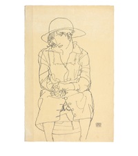 Frontansicht eines sitzenden Mädchens mit..., 1914