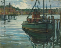 FISHING BOAT AT A MOORING