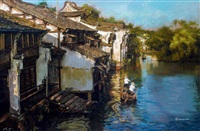 晨光 油彩画布