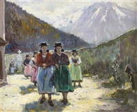 Tiroler Kirchgängerinnen, 1926