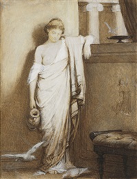 A young Roman woman in a classical interior A young Roman woman in a classical interior