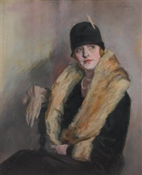 Portrait de femme au collier de perles, 1925