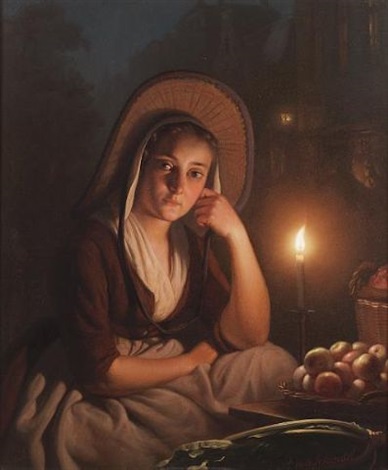 girl petrus schendel candlelight market young 1806 artnet 1870 pintura cm jose maria artists