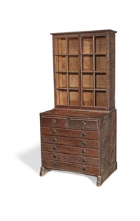 Glazed cabinet on chest, circa 1915, 1915 Glazed cabinet on chest, circa 1915, 1915