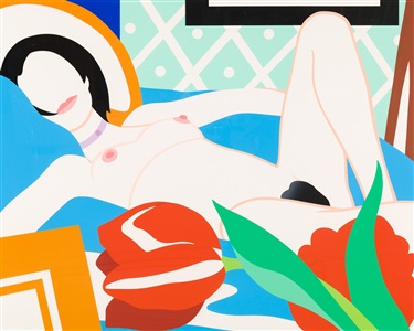 monica with tulips by tom wesselmann