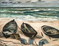 Boote am Strand von Zempin, 1945