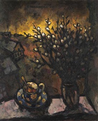 With willows and a cup with daisies, 2017