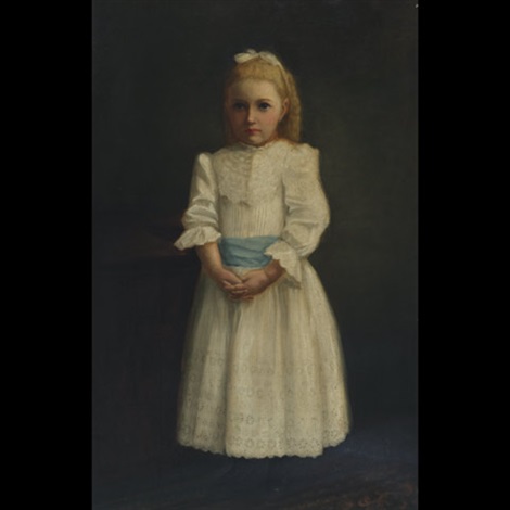 white dress with blue sash