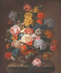 Blumenstück mit Vogelnest