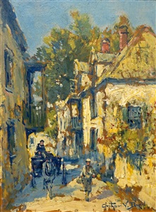 man pulling horse-drawn wagon' by arthur vidal diehl