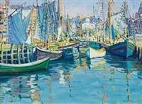 BOATS IN HARBOR, GLOUCESTER, 1916