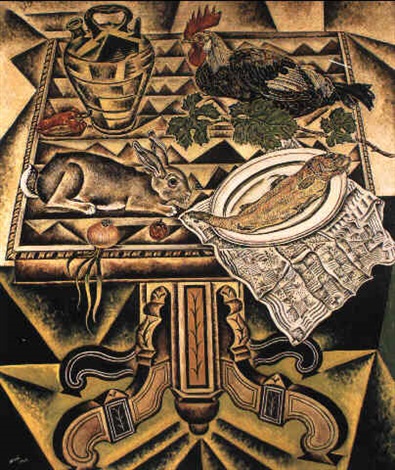 La table nature morte au lapin by Joan Miró on