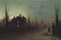 A lady on a street corner, early evening, after... A lady on a street corner, early evening, after...