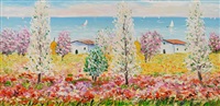 Campagna ligure con marina, 2002