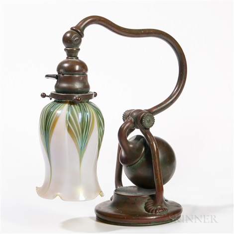 Tiffany Studios Counterbalance Desk Lamp With Pulled Feather Shade