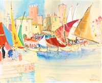 Italian Harbour with Sailboats, 1930