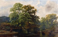 River landscape with an angler in the foreground River landscape with an angler in the foreground