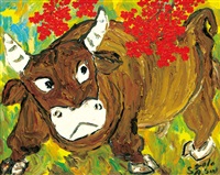 Bull Astounded by Red Plum Blossoms, 2010