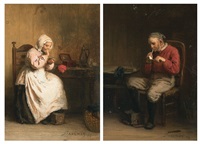 Woman taking snuff - The Pipe Smoker (1876), 1876