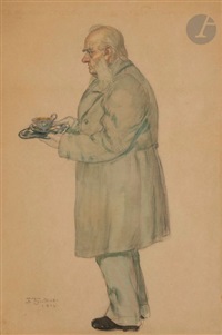 Vieux serviteur portant une tasse de thé, 1916 Vieux serviteur portant une tasse de thé, 1916