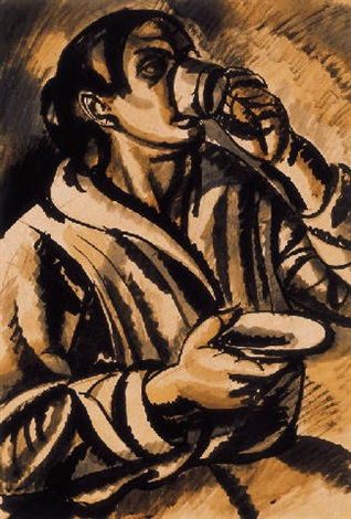 No Kavescseszevel Ivo No Woman With A Cup Of Coffee Woman Drinking By Bela Uitz On Artnet