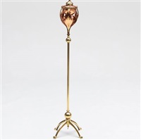 W.A.S. Benson Copper and Brass Floor Lamp, Stamped W.A.S. Benson Copper and Brass Floor Lamp, Stamped
