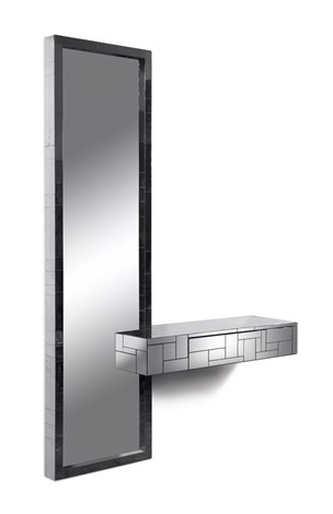 A Cityscape Mirror And Wall Hanging Console With Drawer By Paul
