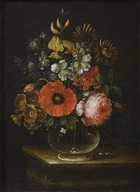 paired still life with a bouquet by johann adalbert angermayer