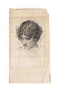 Female head study for a nymph in Hylas and the... Female head study for a nymph in Hylas and the...