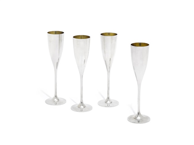 silver champagne flutes
