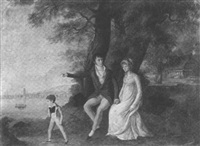 Couple assis sous des arbres avec leur..., 1805–1805 Couple assis sous des arbres avec leur..., 1805–1805